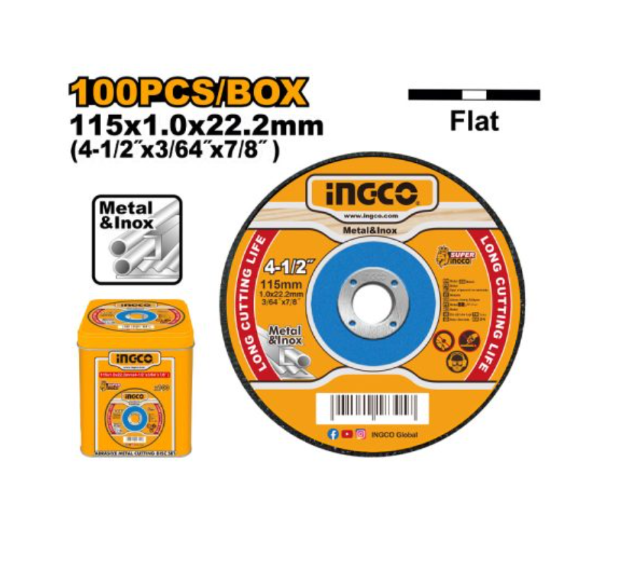 INGCO DISC CUT METAL ABRASIVE 115 SET 100PC