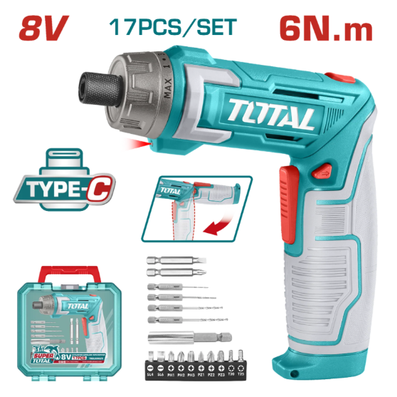 SCREWDRIVER 8V USB CHG NOT IN 6N.m ECL-CSD8V TOTAL (TSDLI08025)