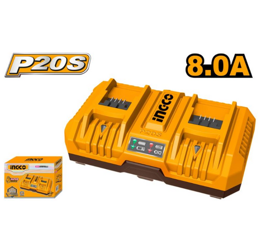INGCO 20V PS+ DUAL CHARGER 8A