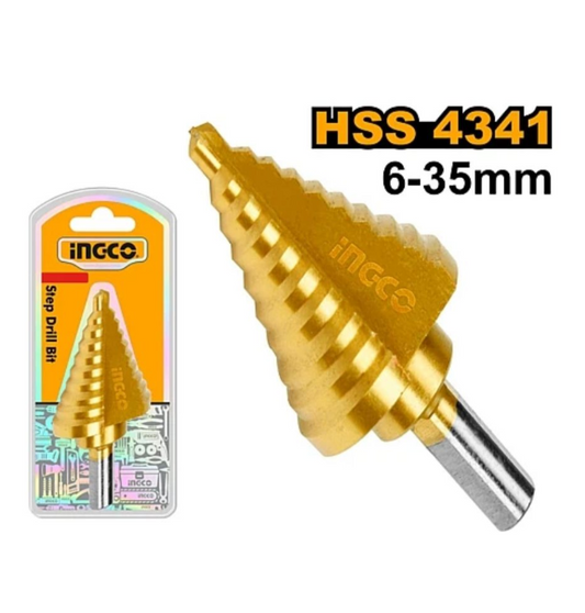 INGCO DRILL BIT STEP 4341 SHANK RND 0.6-35MM