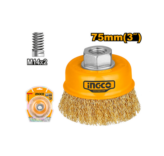 INGCO BRUSH WIRE CUP+NT 75 M14X2.0P