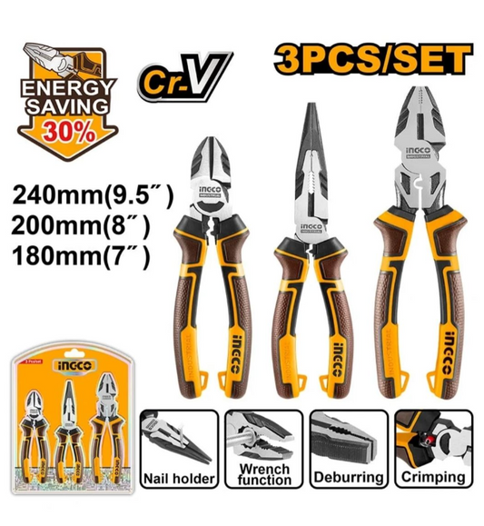 INGCO PLIER SET 3P HL CR-V