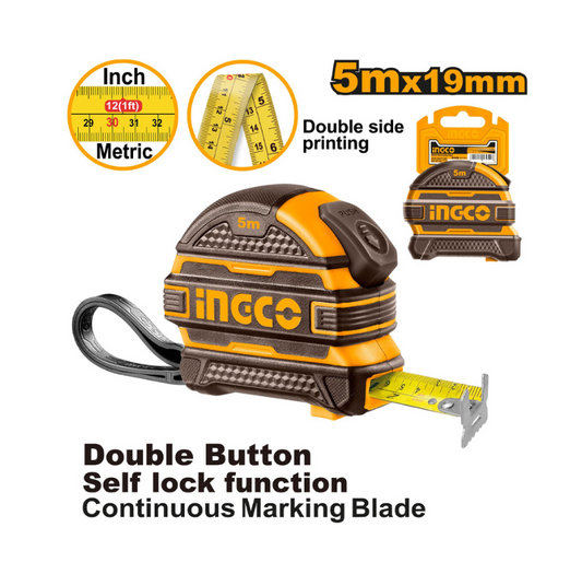 INGCO TAPE MEASURE R/CASE 5M X 19MM
