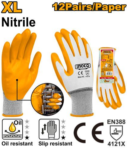 INGCO GLOVE NITRILE PALM SIZE XL