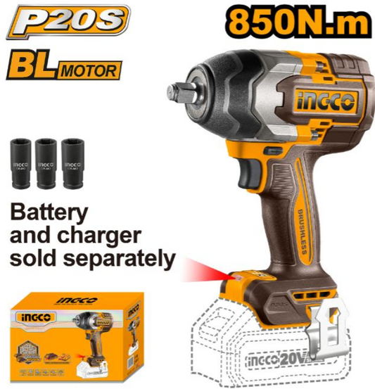 INGCO 20V PS+ C/L WRENCH 850NM IMP BRUSHLESS