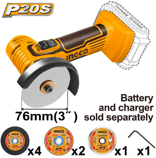 INGCO 20V PS+ C/L GRINDER 76MM 8P