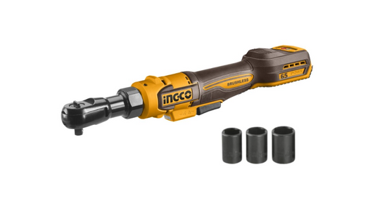 INGCO 20V RATCHET DRIVER 65NM BARE INCL. 3PC SOCKET SET
